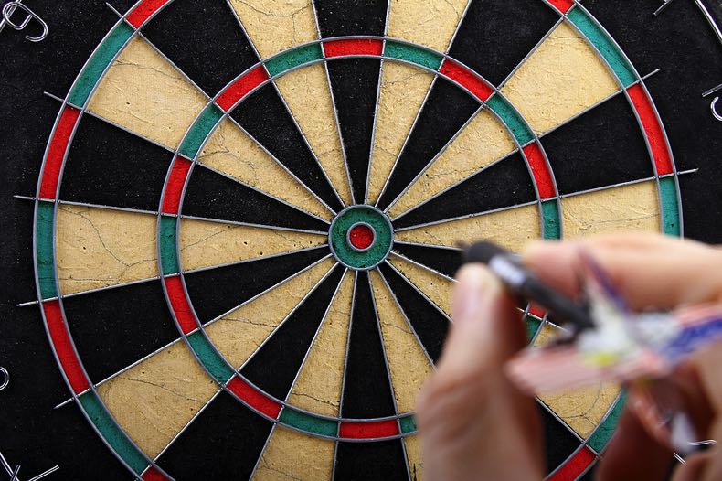 Hand throwing a dart